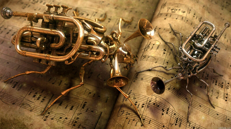 Mechanical Insects with Trumpets — Gold