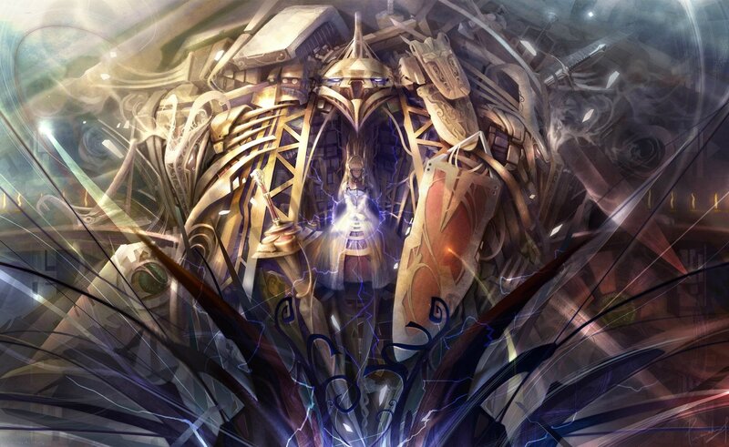 mechanical knight and mage