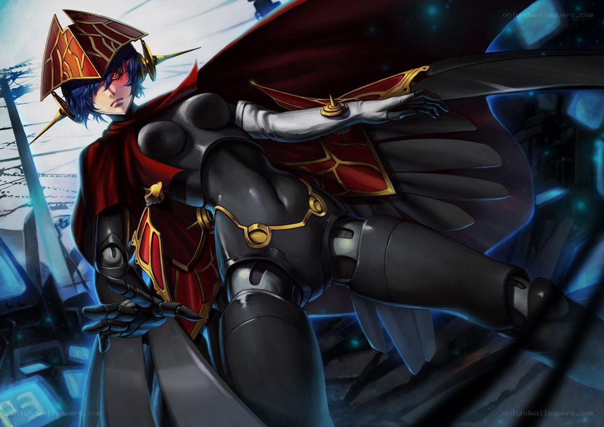 mechanical knight in red cloak