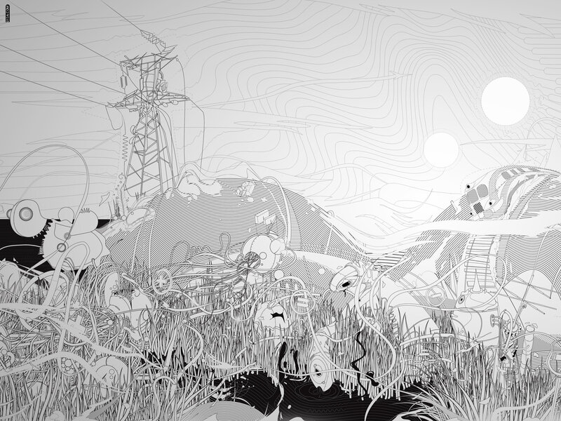 Mechanical landscape illustration