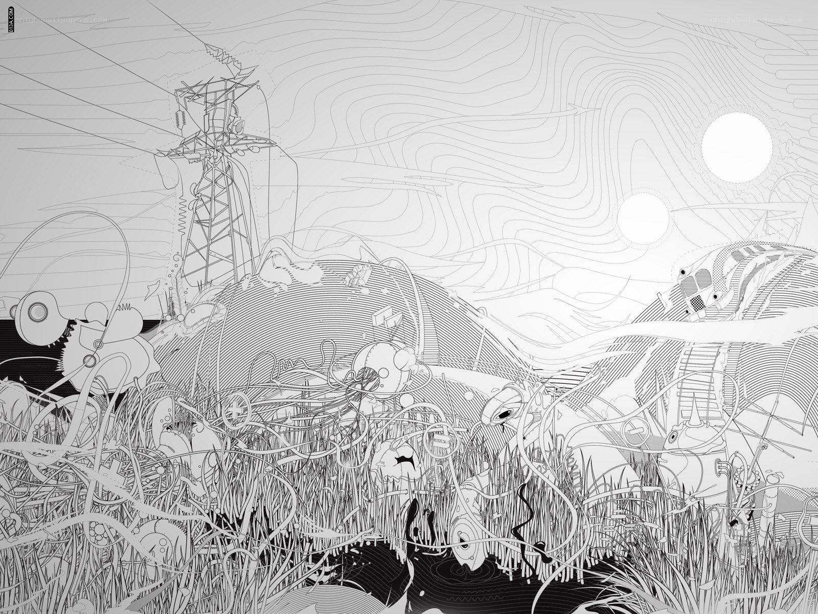 Mechanical landscape illustration