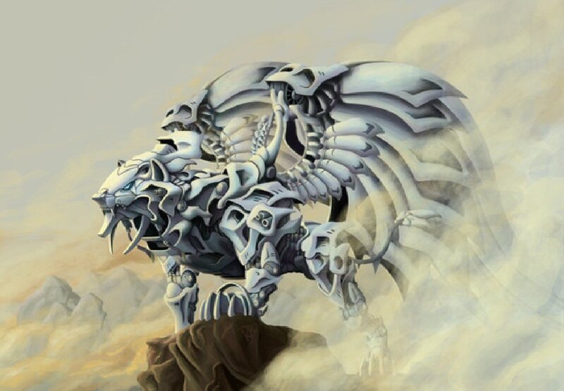 mechanical lion creature