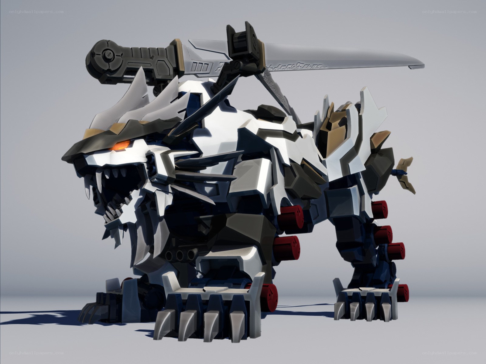 mechanical lion robot with sword