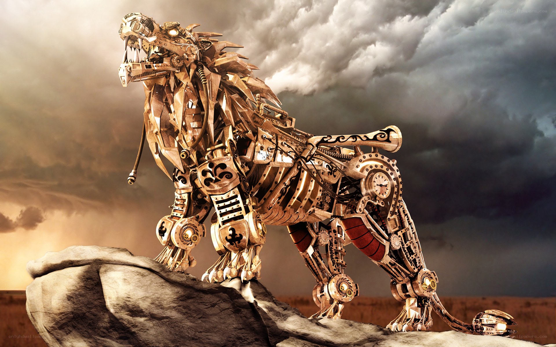 mechanical lion sculpture