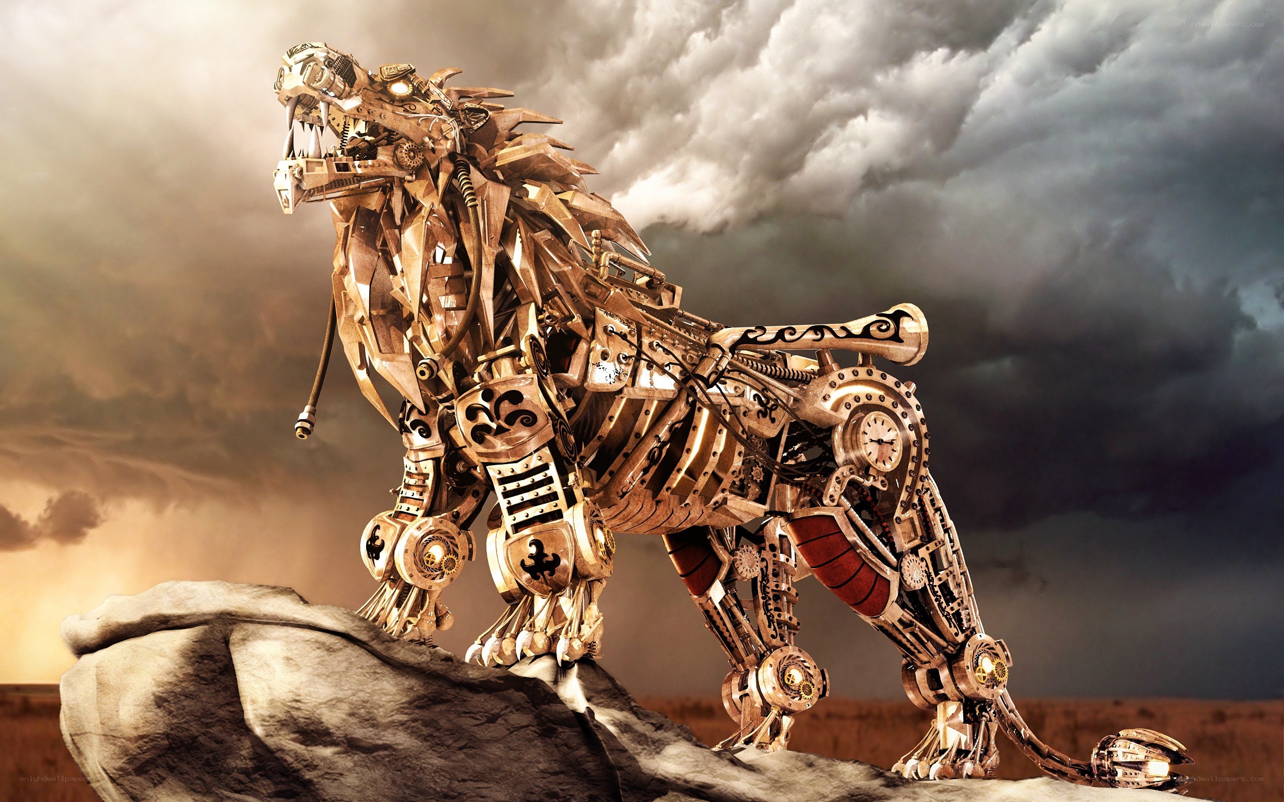 Mechanical lion sculpture
