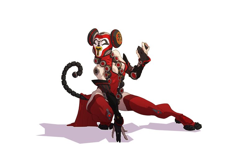 Mechanical Monkey Character — Red