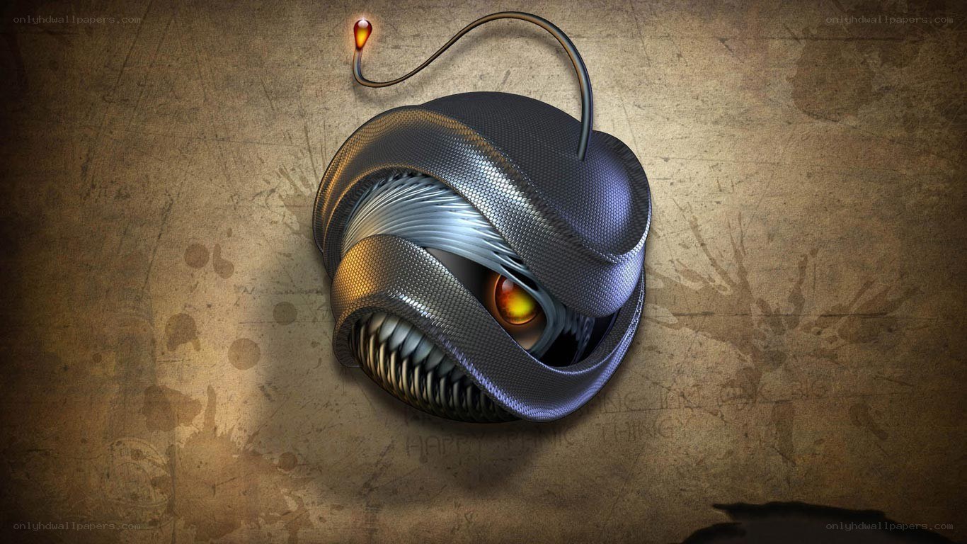 mechanical monster with glowing eye