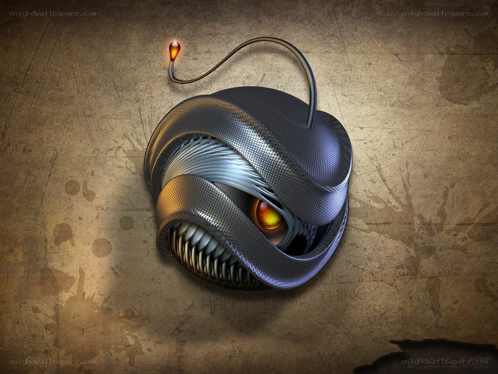 Mechanical monster with glowing eye