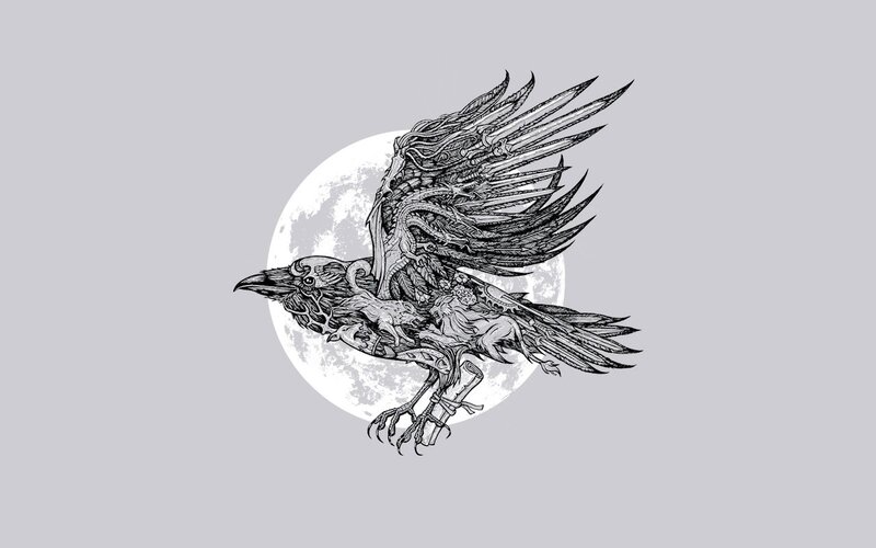 mechanical raven in flight