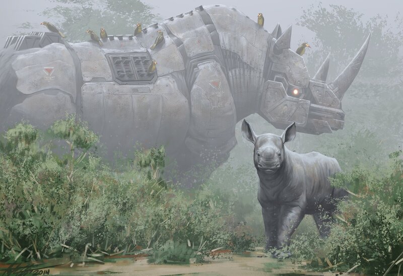 Mechanical Rhino and Calf