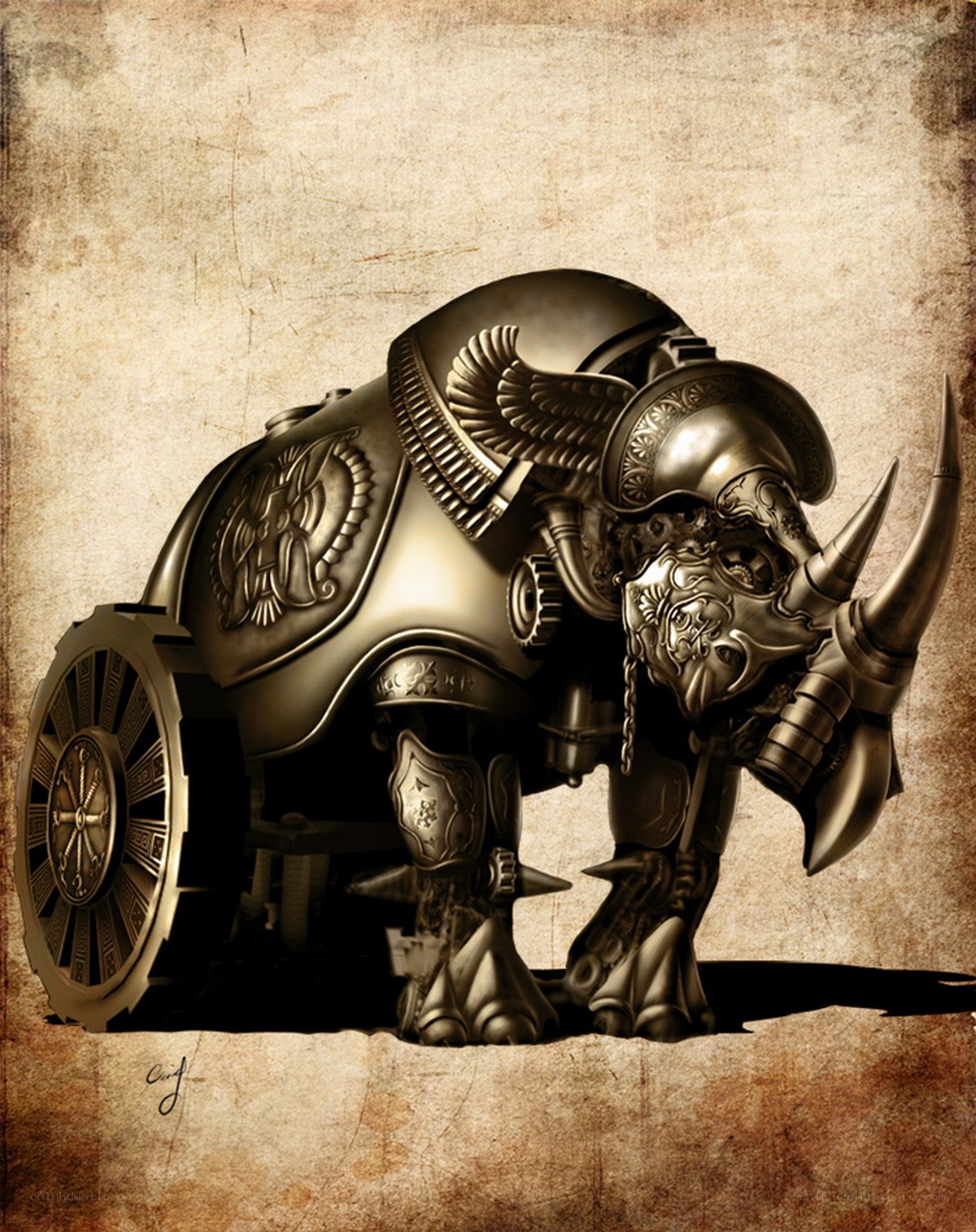 mechanical rhinoceros war machine