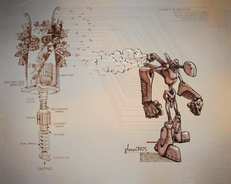 Mechanical Robot Character — Brown