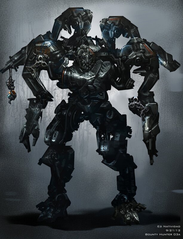 Mechanical Robot Figure — Black, Dramatic, Digital Art, Weapon