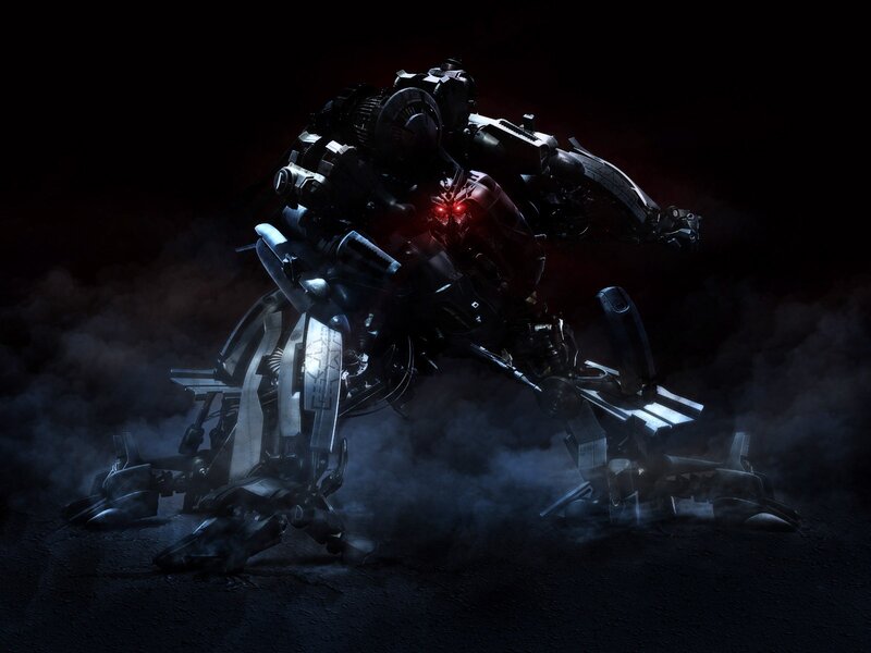 Mechanical Robot Figure — Black, Dramatic, Night, 3d Render