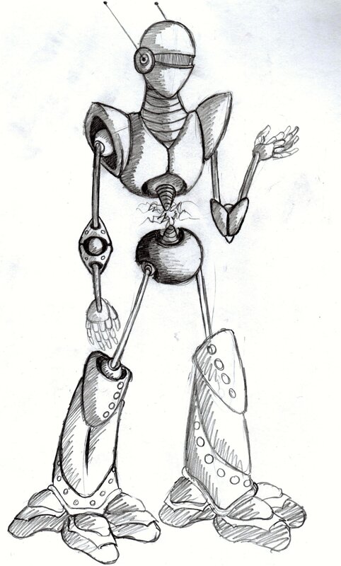 Mechanical Robot Figure — Black, Neutral