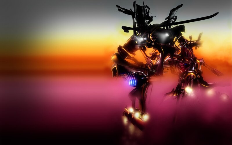 Mechanical Robot Figure — Orange