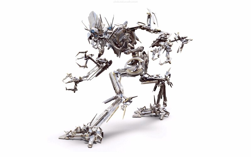 Mechanical Robot Figure — Silver