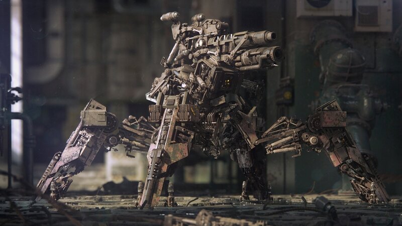Mechanical Robot — Gray, Dramatic, 3d Render