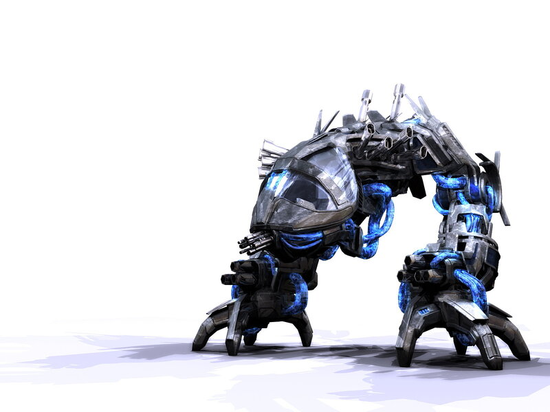 Mechanical Robot — Gray, Dramatic, 3d Render, Weapons