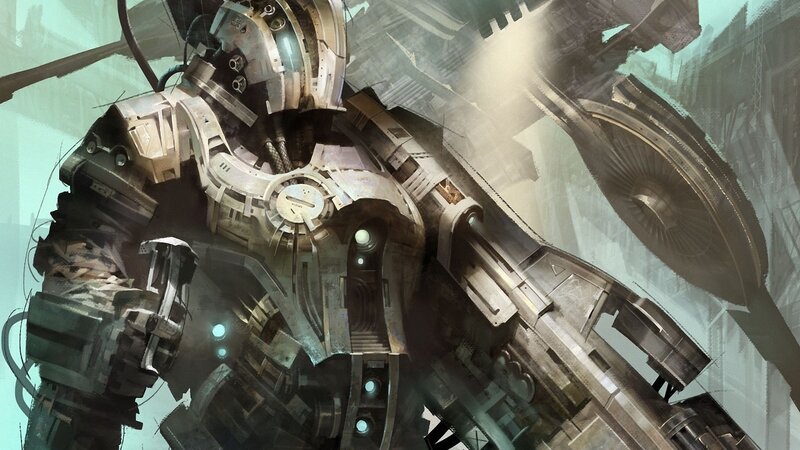 Mechanical Robot — Gray, Dramatic, Digital Art