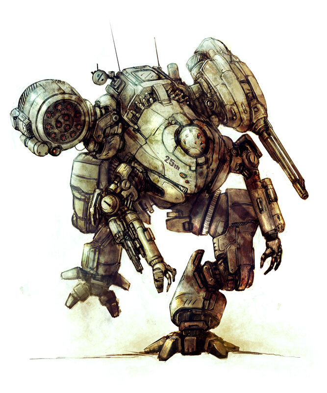 Mechanical Robot — Gray, Dramatic, Illustration