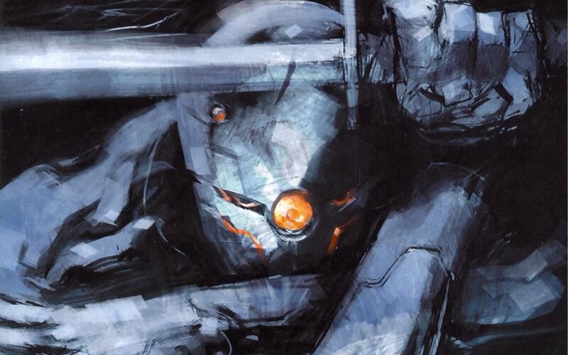 Mechanical Robot Head — Gray, Dramatic