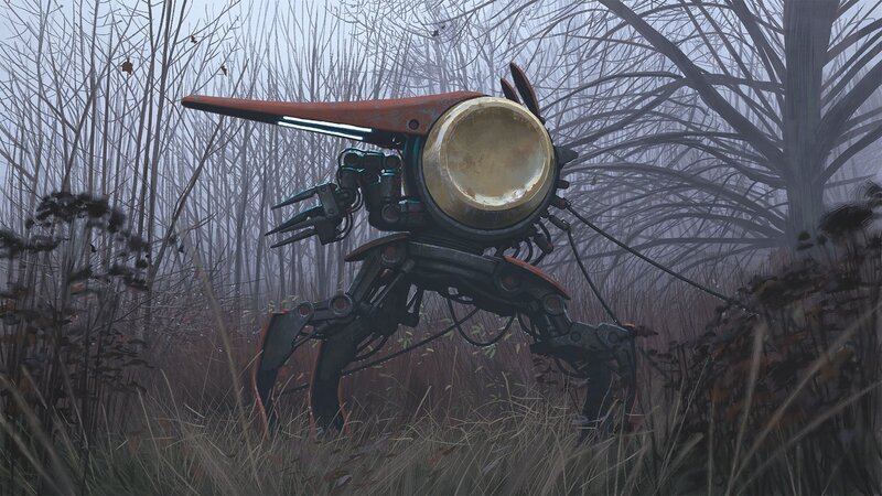 Mechanical Robot in Forest