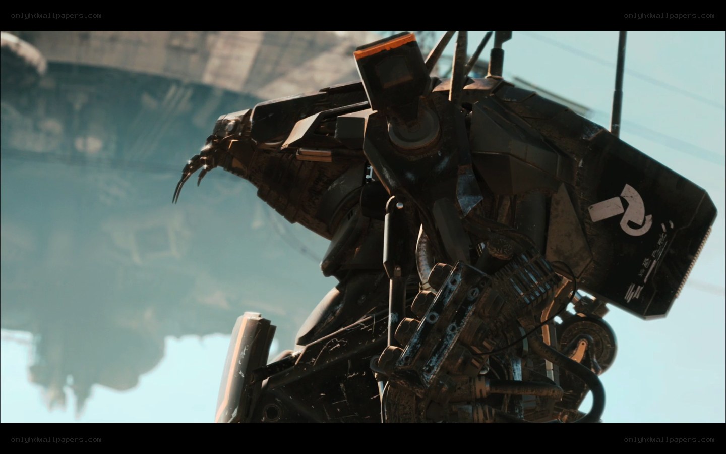 mechanical robot in urban setting