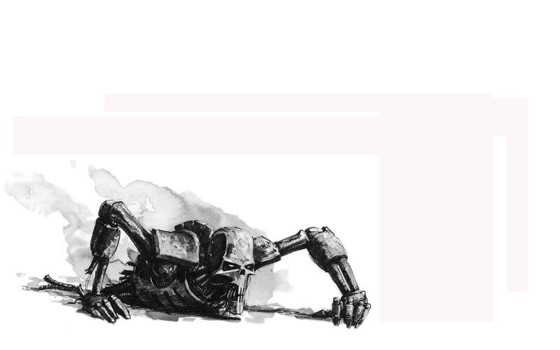 Mechanical Robot Soldier — Black, Dramatic