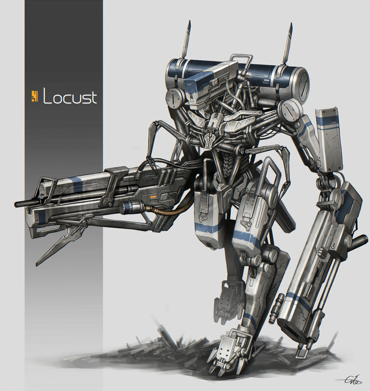 Mechanical Robot Soldier — Gray, Dramatic, Digital Art