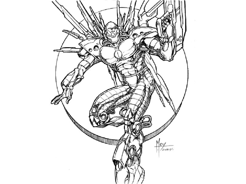 Mechanical Robot Warrior — Black, Dramatic