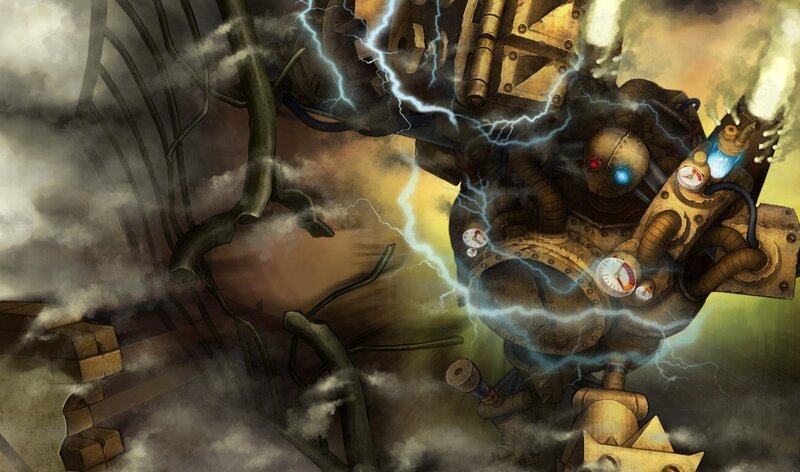 Mechanical Robot with Lightning — Brown