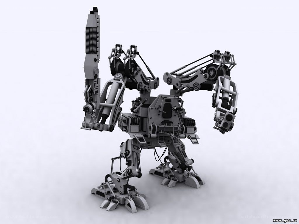 mechanical robot with weapons