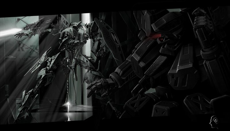 Mechanical Robots in Corridor