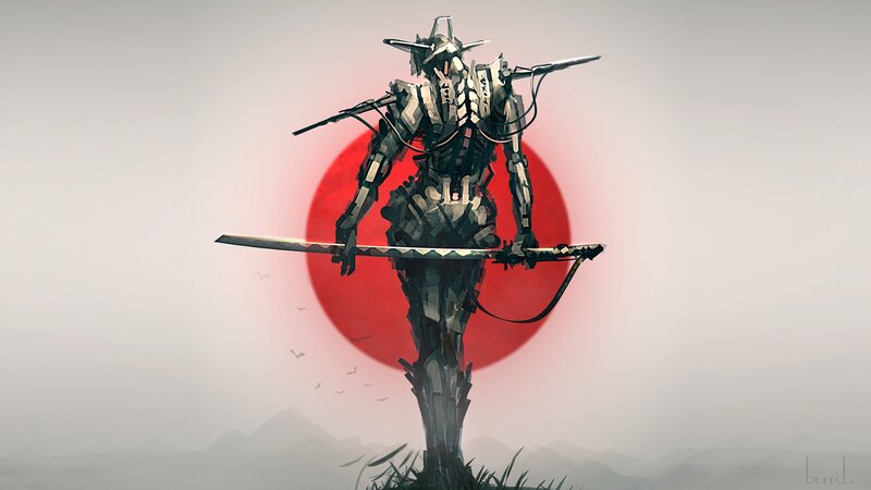 Mechanical Samurai Warrior — Gray