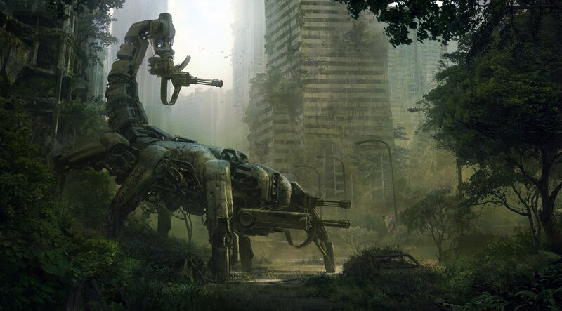 Mechanical Scorpion Robot — Green, Dramatic, Afternoon
