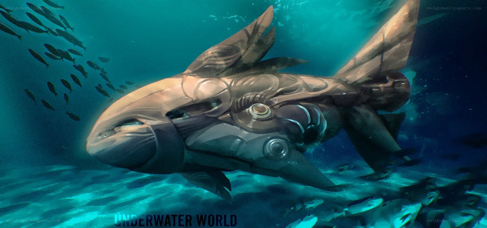 mechanical shark in underwater world