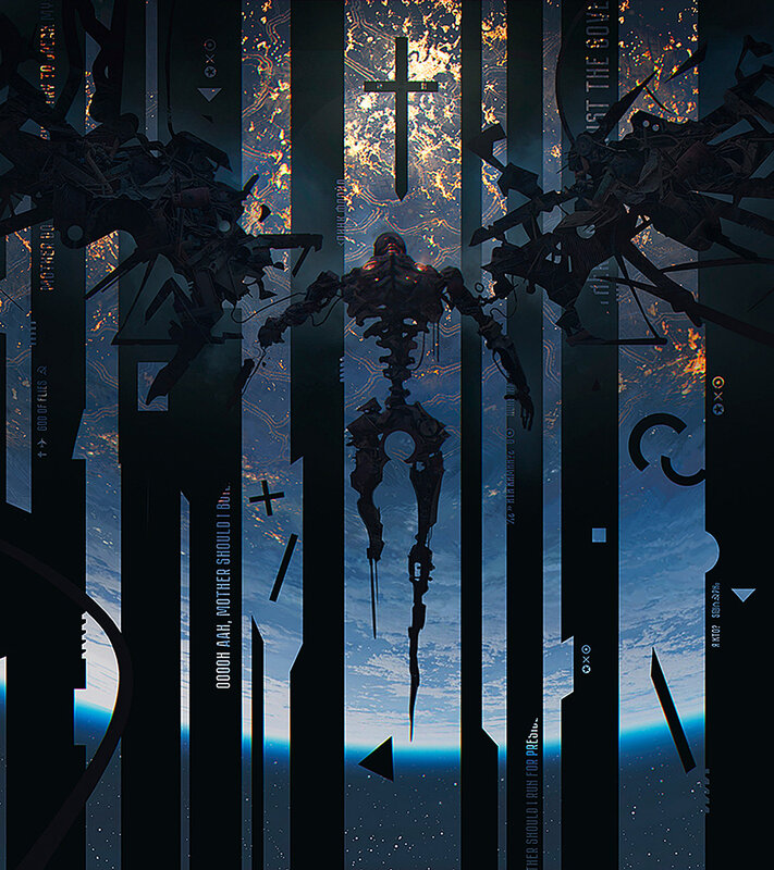 Mechanical Skeleton Figure — Black