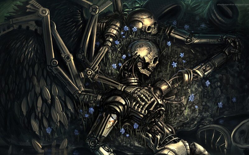 Mechanical Skeleton in Grass — Black