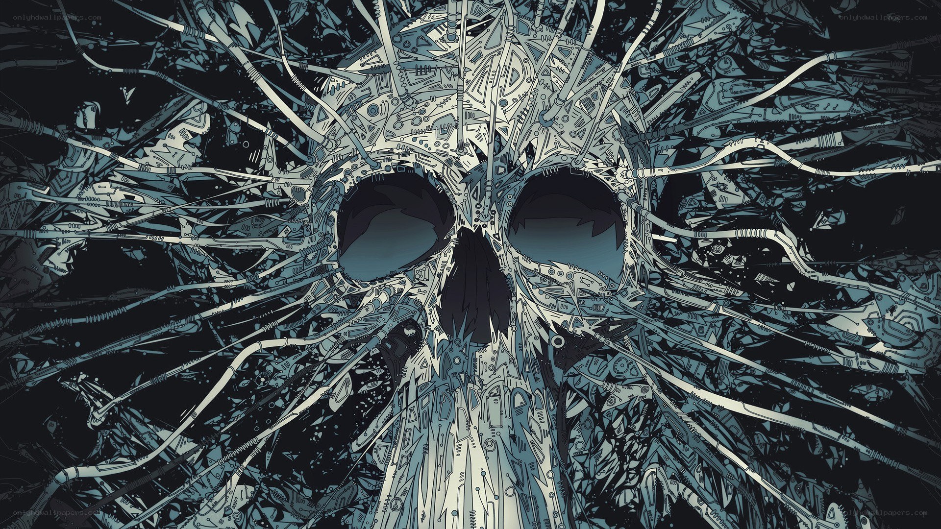 mechanical skull artwork