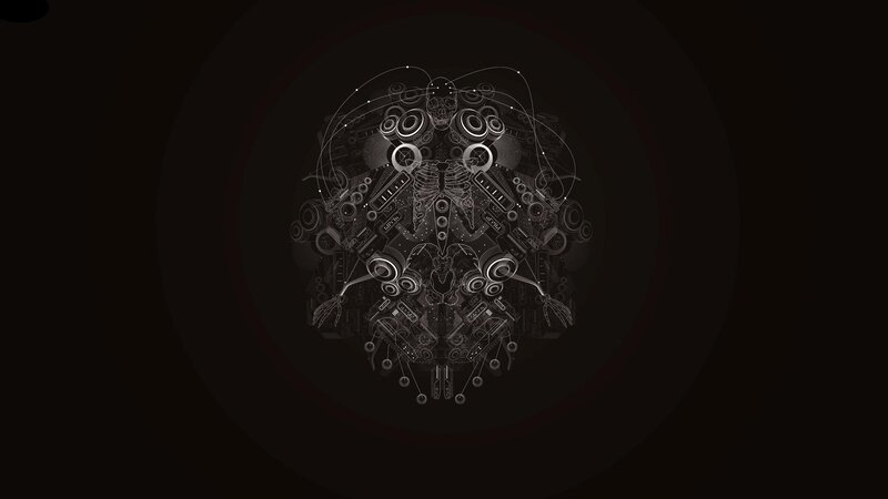 Mechanical Skull Design — Black, Dark, Digital Art