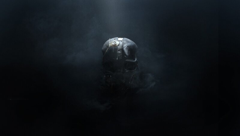 Mechanical Skull in Smoke — Black, Dark, Dramatic
