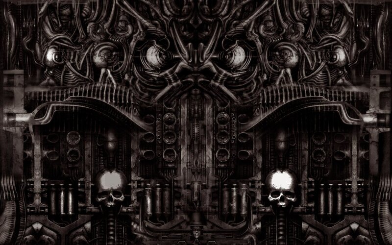 mechanical skull machinery