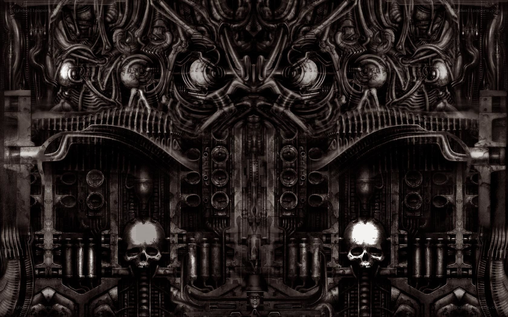 mechanical skull machinery