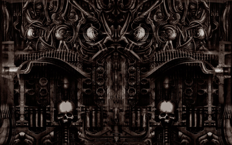 mechanical skull machinery
