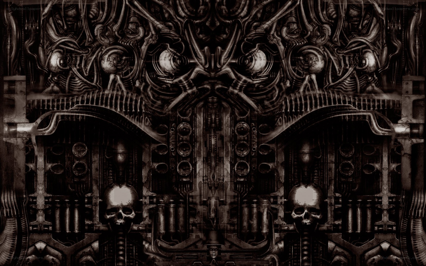 mechanical skull machinery