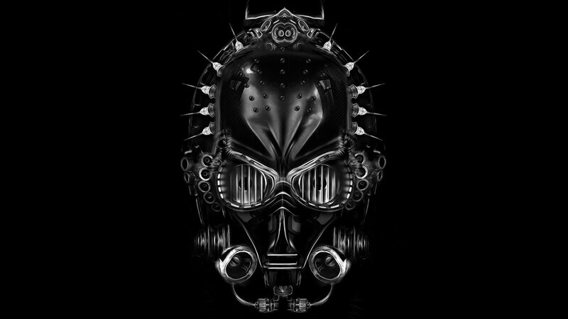 Mechanical Skull Mask — Black, Dark