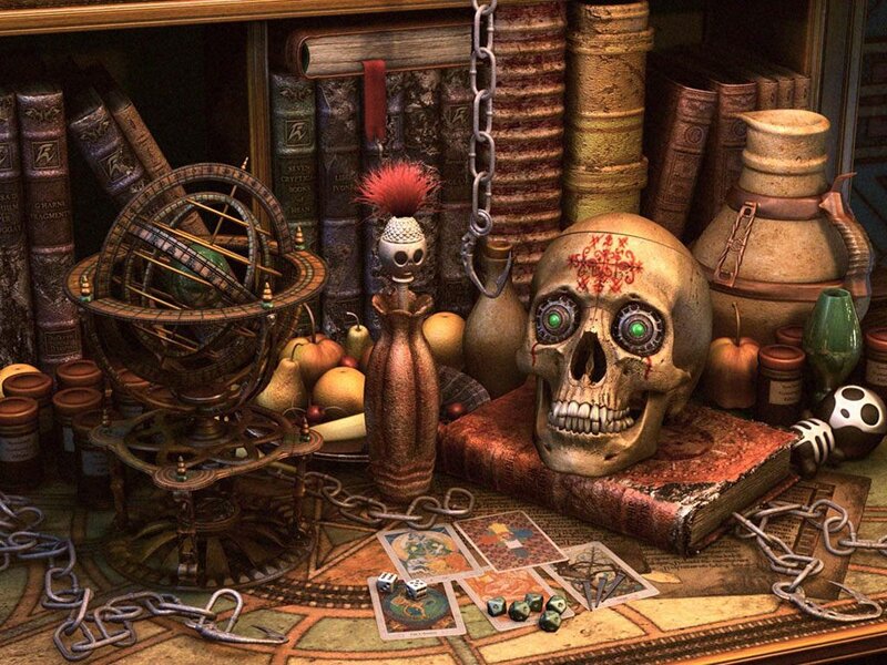 Mechanical Skull on Book