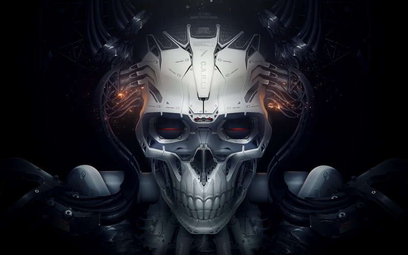 Mechanical Skull Robot — Black
