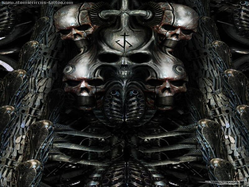 Mechanical Skull Sculpture — Black